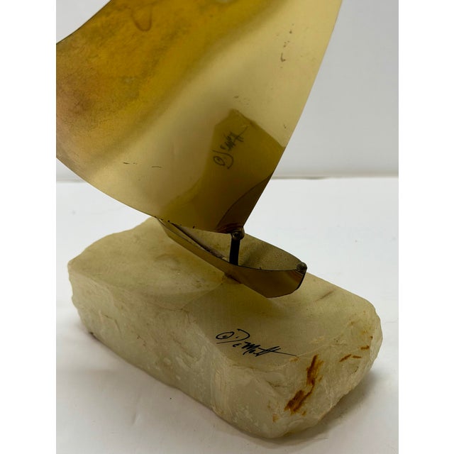 Vintage Mid-Century Brass & Onyx Sailboat Sculptures - Set of 4 (DeMott, Curtis Jeré, Sculptura) For Sale - Image 10 of 10
