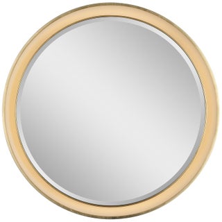 Thomas O'Brien for Visual Comfort Signature Tricia 24" Illuminated Round Mirror in Matte White and Gild For Sale