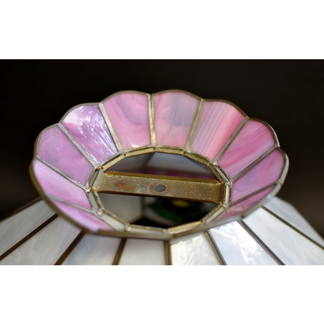 Early 20th Century Tiffany Style Glass Ceiling Light Lamp Shade Floral Excellent For Sale - Image 16 of 16