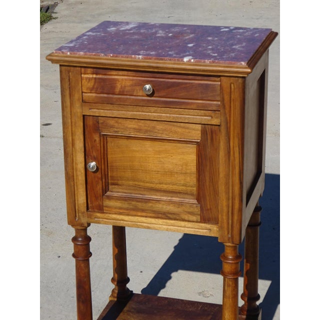 Louis XVI Bedside Table in Walnut and Marble For Sale - Image 12 of 18
