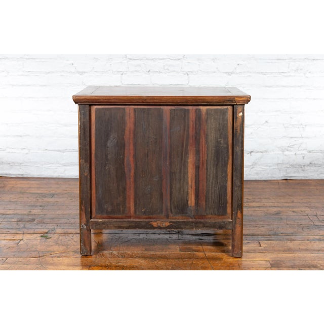 Early 20th Century Early 20th Century Chinese Elmwood & ronze Medallion Hardware Side Chest For Sale - Image 5 of 13