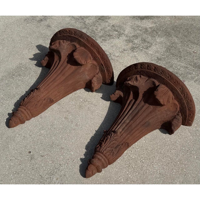Ceramic Vintage Neoclassical Acanthus Architectural Wall Corbels, Pair For Sale - Image 7 of 14