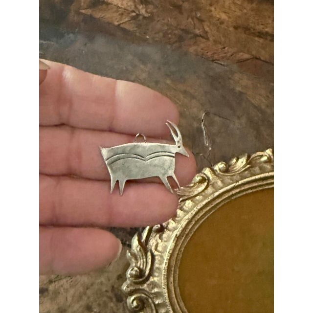 Figurative Vintage Sterling Silver Antelope Pendant Southwestern Style Minimalist Animal Charm For Sale - Image 3 of 7