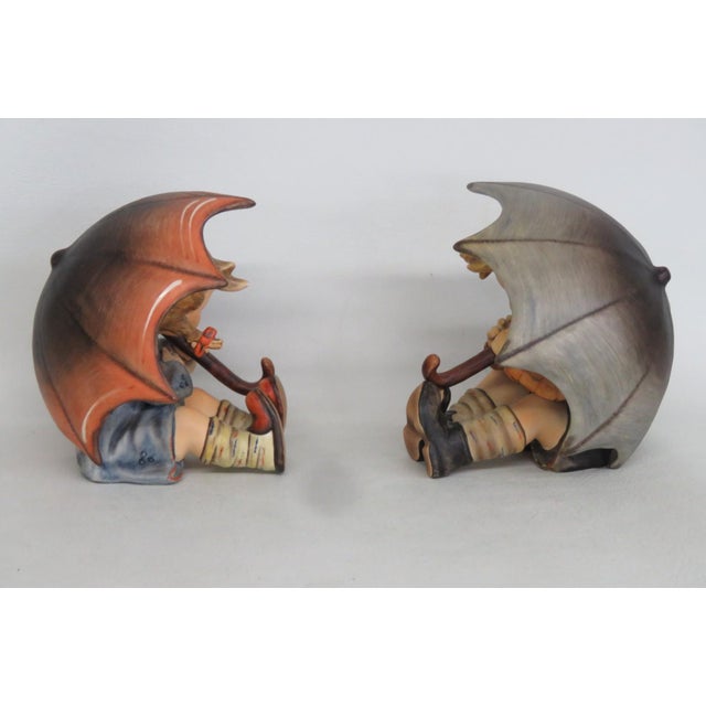 Ceramic Goebel W Germany Hummel Large Figurines Pair of 2 Umbrella Girl and Boy 5207b For Sale - Image 7 of 16