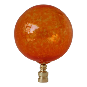 Handblown Glass Lamp Finial on Brass Hardware - Orange