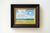 This painting captures a serene landscape where expansive skies dominate the scene, filled with fluffy white clouds that...