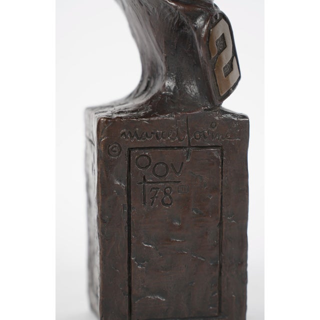 Bronze Mid 20th Century Marcel Jovine (1921-2003), Bust of a Jockey Original Bronze,, Signed and Dated in Casting For Sale - Image 8 of 8