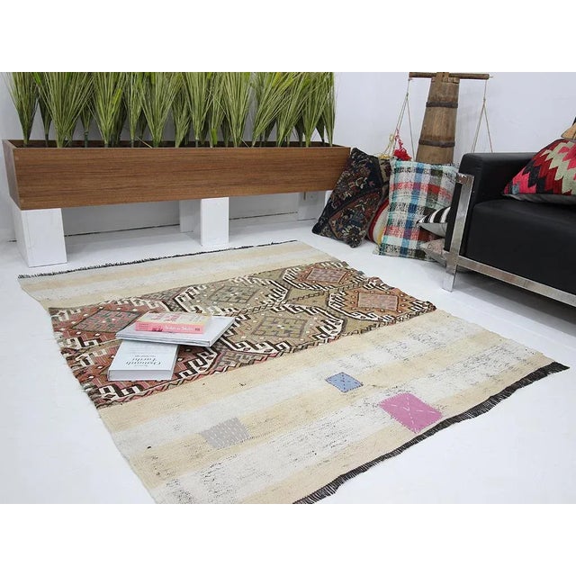 Traditional 1960s Vintage Kilim Rug- 4′7″ × 5′4″ For Sale - Image 3 of 4