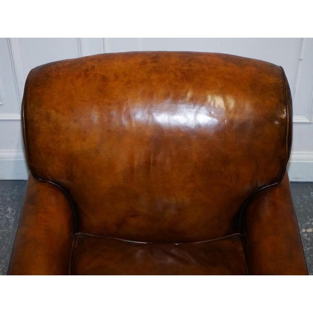 Large Howard Style Hand Dyed Leather Armchairs with Feather Filled Cushions, Set of 2 For Sale - Image 6 of 18