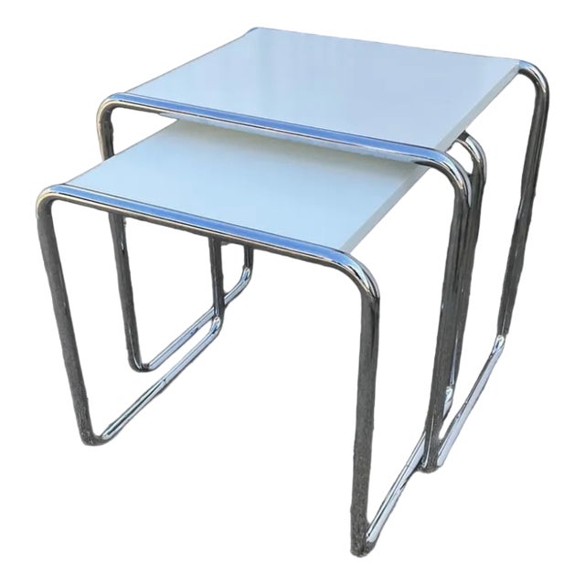 Bauhaus B 9A and B Side Tables by Marcel Breuer for Thonet, Set of 2 For Sale