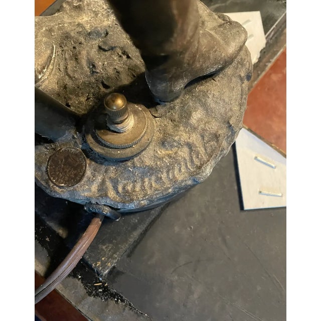 Vintage Arte Nouveau Bronze Spelter Sculpture Lamp For Sale - Image 10 of 12