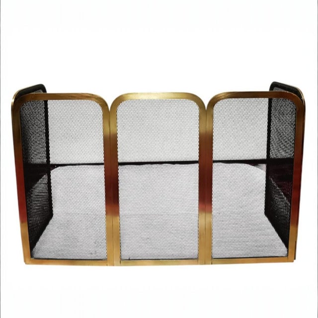 Metal Folding Brass Fireplace Screen, 1950s-1960s For Sale - Image 7 of 13