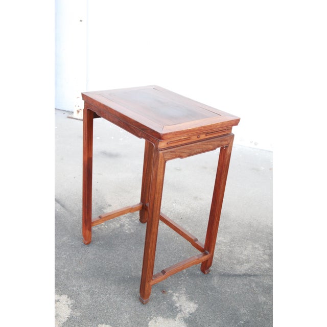 Wood Pair of Ming Style Asian End Tables For Sale - Image 7 of 10