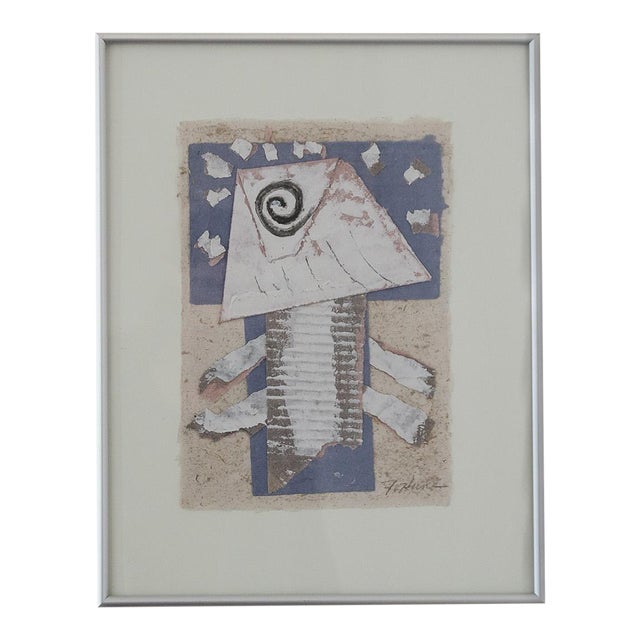 Vintage Abstract Mixed Media Artwork 1988 For Sale