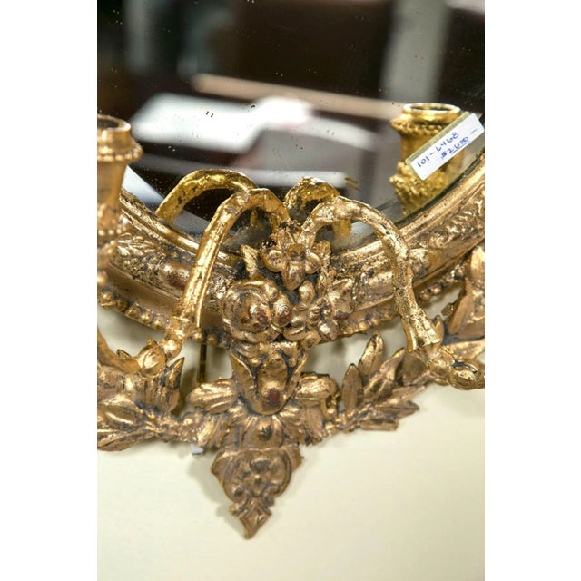 19th Century Pair 19th C Mirror Oval Sconces Giltwood Design With Two Candle on Each Mirror For Sale - Image 5 of 10