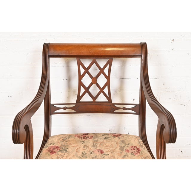 Wood Kindel Furniture Style Regency Carved Mahogany Dining Chairs, Set of Six For Sale - Image 7 of 12