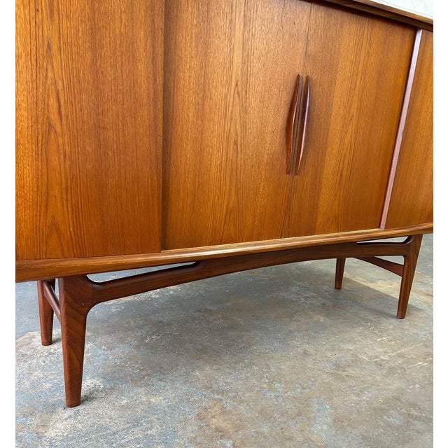 Danish Teak Mid Century Modern Sideboard by Aerthoj Jensen & Tage Molholm C. 1960s 4 Sliding Doors, Atrributed For Sale In New York - Image 6 of 10