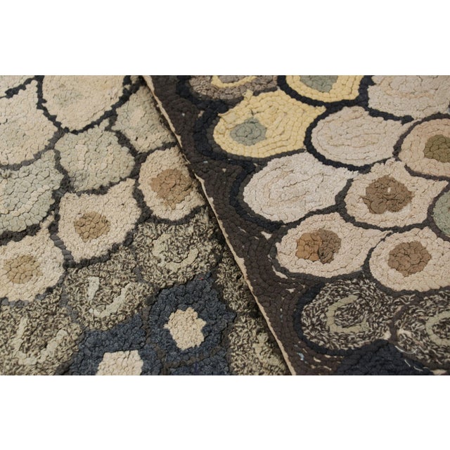 Textile Antique Hooked Rug in Blue With Cream Geometric Patterns, From Rug & Kilim For Sale - Image 7 of 7