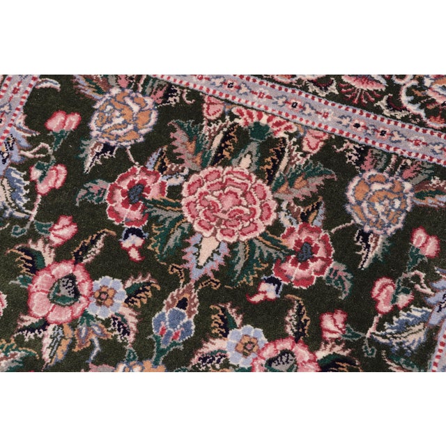 Elegant Floral 1990's Pak-Persian Green/Pink Wool Rug - 2'6'' X 4'3'' For Sale - Image 4 of 9