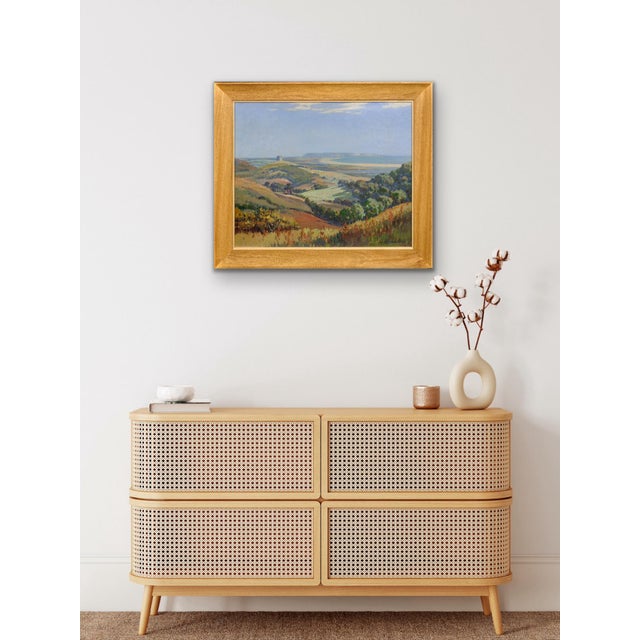 Joseph Hennah, Abbotsbury Hill View, Chesil Beach & Portland, St Catherine's Chapel & the Fleet, Oil Painting, 1950s, Framed For Sale - Image 15 of 18