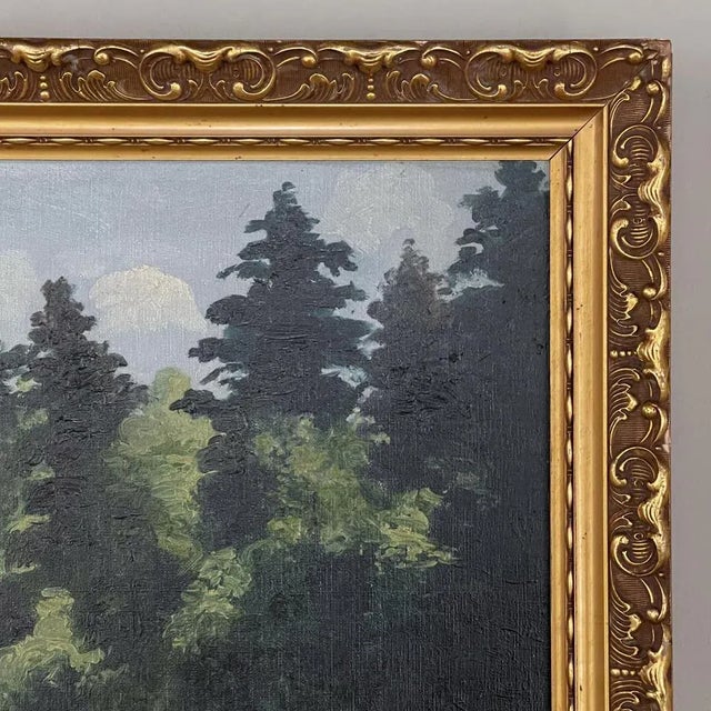 Antique Framed Oil Painting on Canvas by Xavier Wurth (1869-1933) For Sale In Dallas - Image 6 of 13