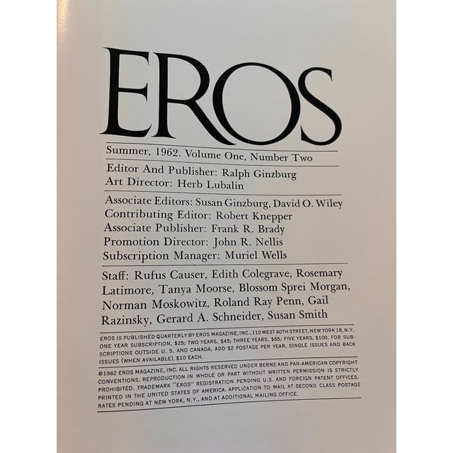 Complete 1962 Eros Magazine Hardcover Set – Volume One, Numbers 1–4 by Ralph Ginzburg For Sale In West Palm - Image 6 of 10