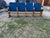 This unique mid-century Hungarian four-seater cinema bench from the 1950s has been beautifully restored with new blue...