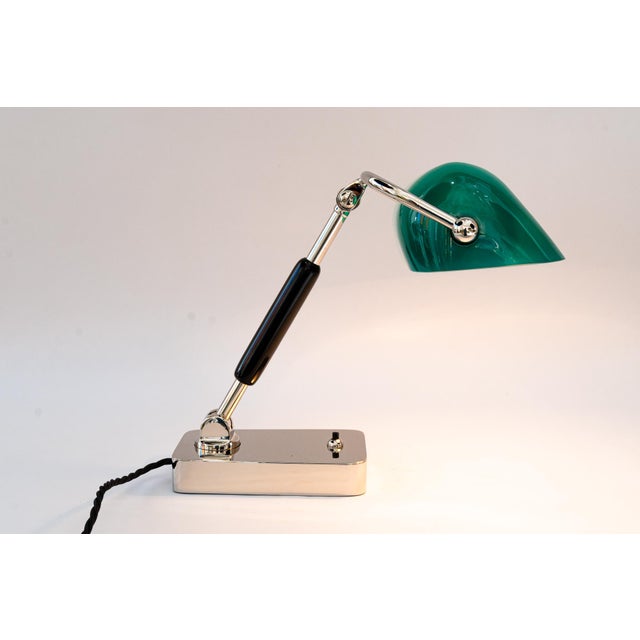 Art Deco Bauhaus Nickel Table Lamp with Glass Shade, Germany, 1920s For Sale - Image 16 of 18