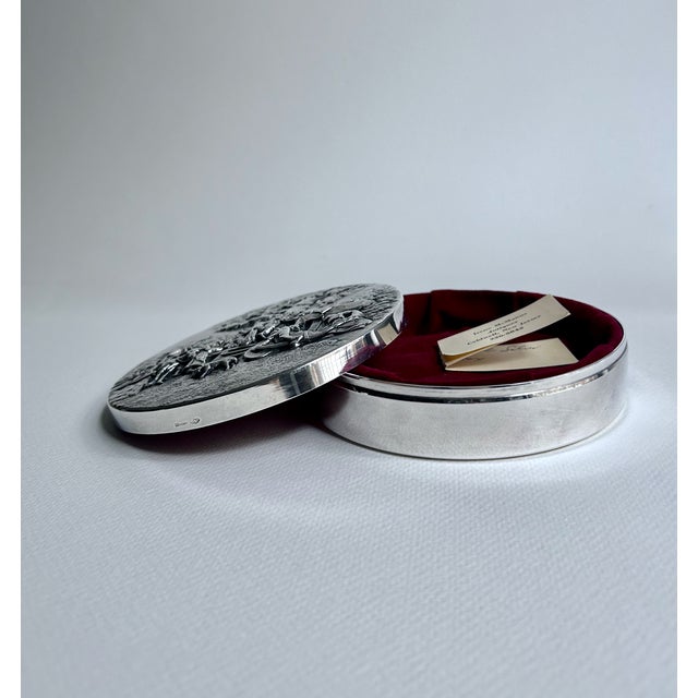 Silver Mid 20th Century Hans Jensen Denmark Velvet Lined Repousse .800 Silver Box For Sale - Image 8 of 17