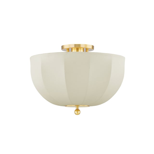 Brass Mitzi Meshelle 13.5 in. 1 Light Flush Mount in Aged Brass Finish For Sale - Image 8 of 8