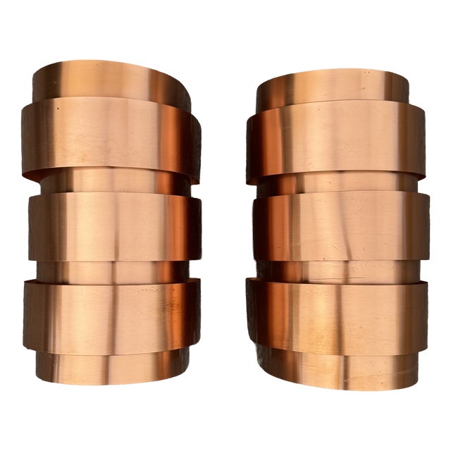 Model V155 Wall Lamps in Copper by Hans-Agne Jakobsson, 1960s, Set of 2 For Sale