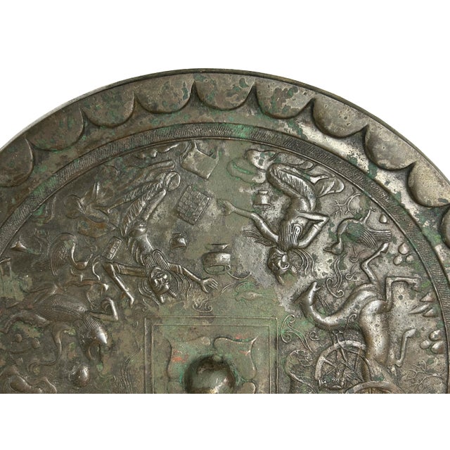 Green Gray Metal Crafted Round Fengshui Harmony Plaque Display Art For Sale - Image 12 of 14