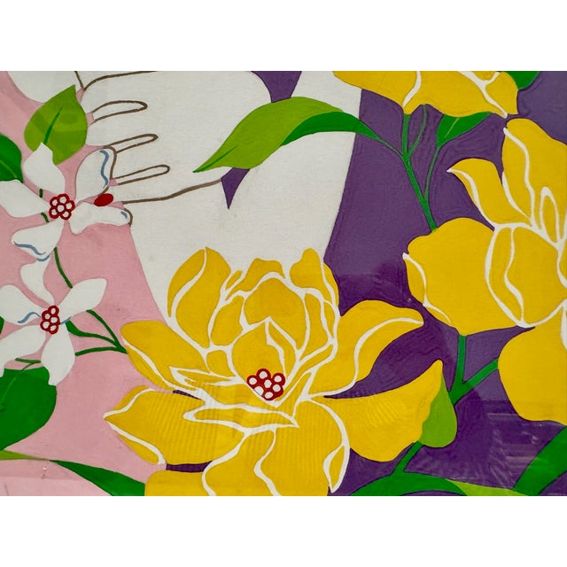 Pop Art Bill Greene Southern Regional Artist Original Painting Woman Flowers Pop Art Georgia 1970s For Sale - Image 3 of 7