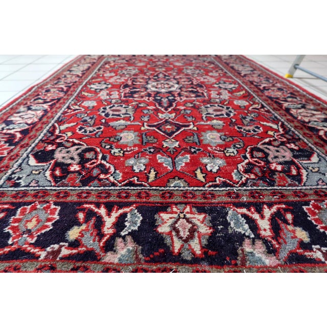 Persian 1950s, Handmade Vintage Persian Hamadan Rug 4.3' X 6.4' For Sale - Image 3 of 12