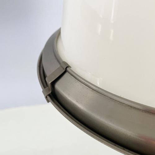 Mid-Century Italian Modern Hanging Lights in Opaline Glass and Metal, 1960s, Set of 2 For Sale - Image 9 of 16