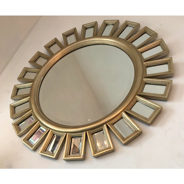 Late 20th Century Vintage Sunburst Wall Decor Gilt Wood Mirror For Sale - Image 5 of 5