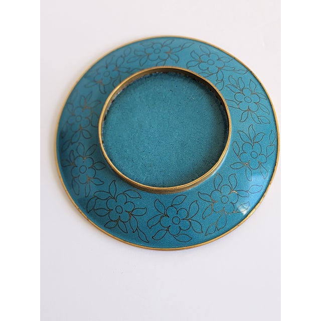 Metal Vintage Cloisonne Plate For Sale - Image 7 of 7