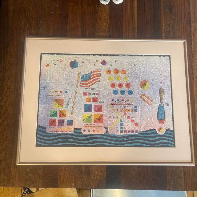 Signed 1987 New York City Map Art Print “Impressions of New York” by Tencel For Sale - Image 9 of 9