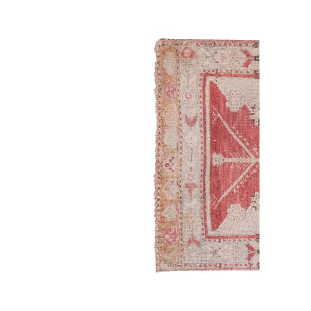 Vintage Muted Turkish Tan Rug Mat 1'8'' X 3'1'' For Sale - Image 4 of 11