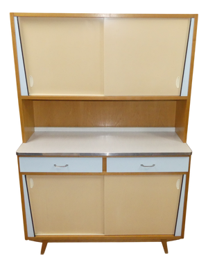 Small Pastel Wood and Resopal Kitchen Cabinet, 1950s