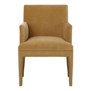 Upholstered Dining Armchair in Camel Velvet