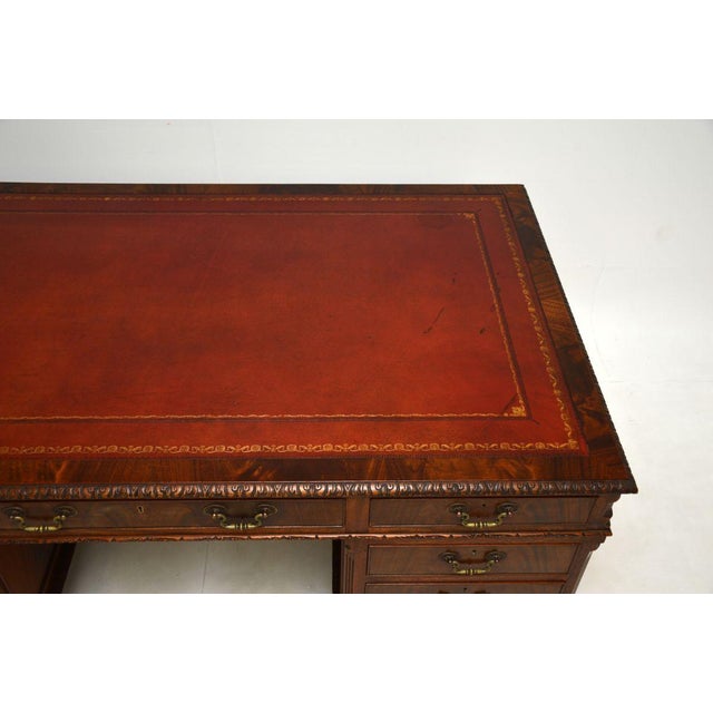 Brown Antique Chippendale Pedestal Desk, 1900s For Sale - Image 8 of 13