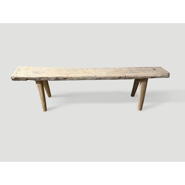 Contemporary Andrianna Shamaris Bleached Teak Wood Bench For Sale - Image 3 of 5