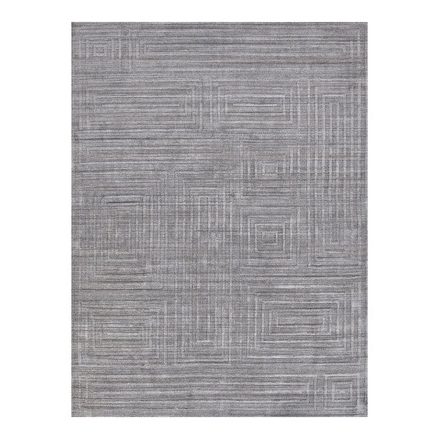 Exquisite Rugs Castelli Handmade Bamboo Silk & Cotton Gray Rug-10'X14' For Sale