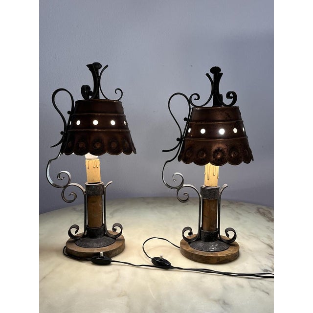 Mid-Century Modern Brutalist Italian Table Lamps, 1960s, Set of 2 For Sale - Image 3 of 18