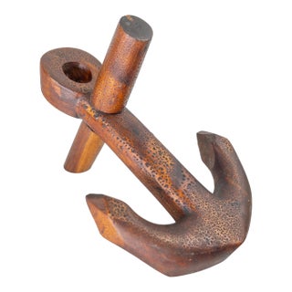 20th Century Tramp Folk Art Carved Wood Anchor For Sale