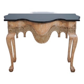 Gilted & Painted Granite Top Console Table For Sale