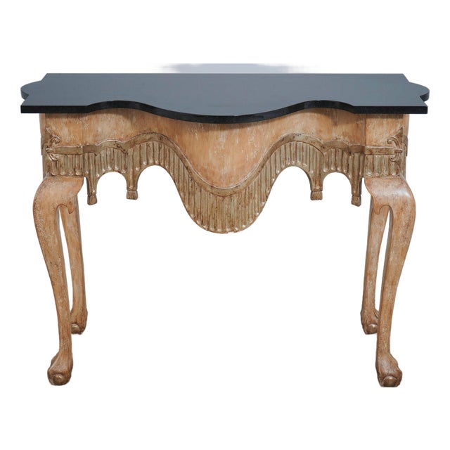 Gilted & Painted Granite Top Console Table For Sale