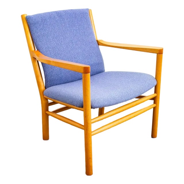 Mid Century Danish Modern Lounge Chair Ole Erik Jorgensen Purple Fabric Wood MCM For Sale