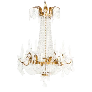 Ten-Light Crystal Chandelier with Gilt Brass Frame